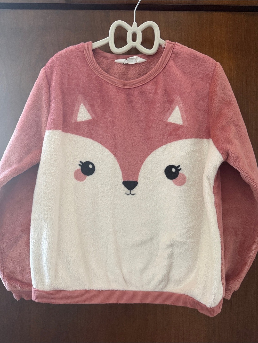 H&M Pink and White Fox Plush Kids Sweatshirt